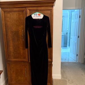 Xscape Deep Purple Velvet Long Sleeve Dress 14